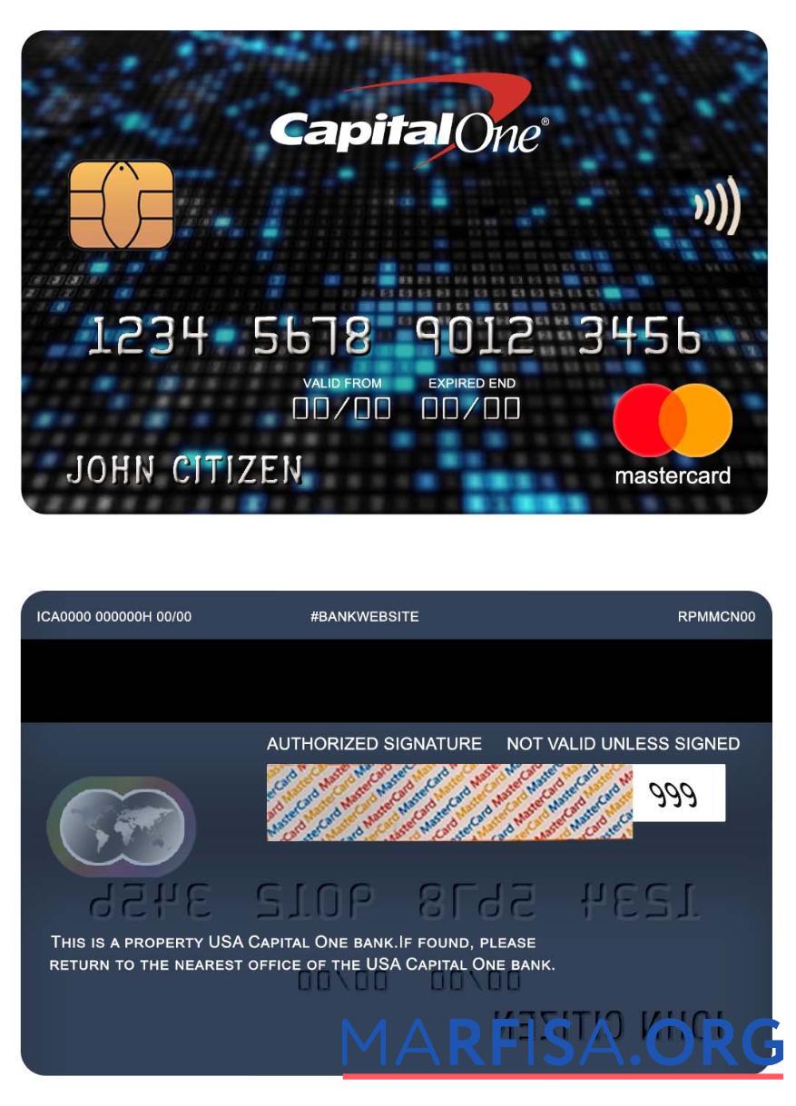 Printable USA Capital One bank mastercard example